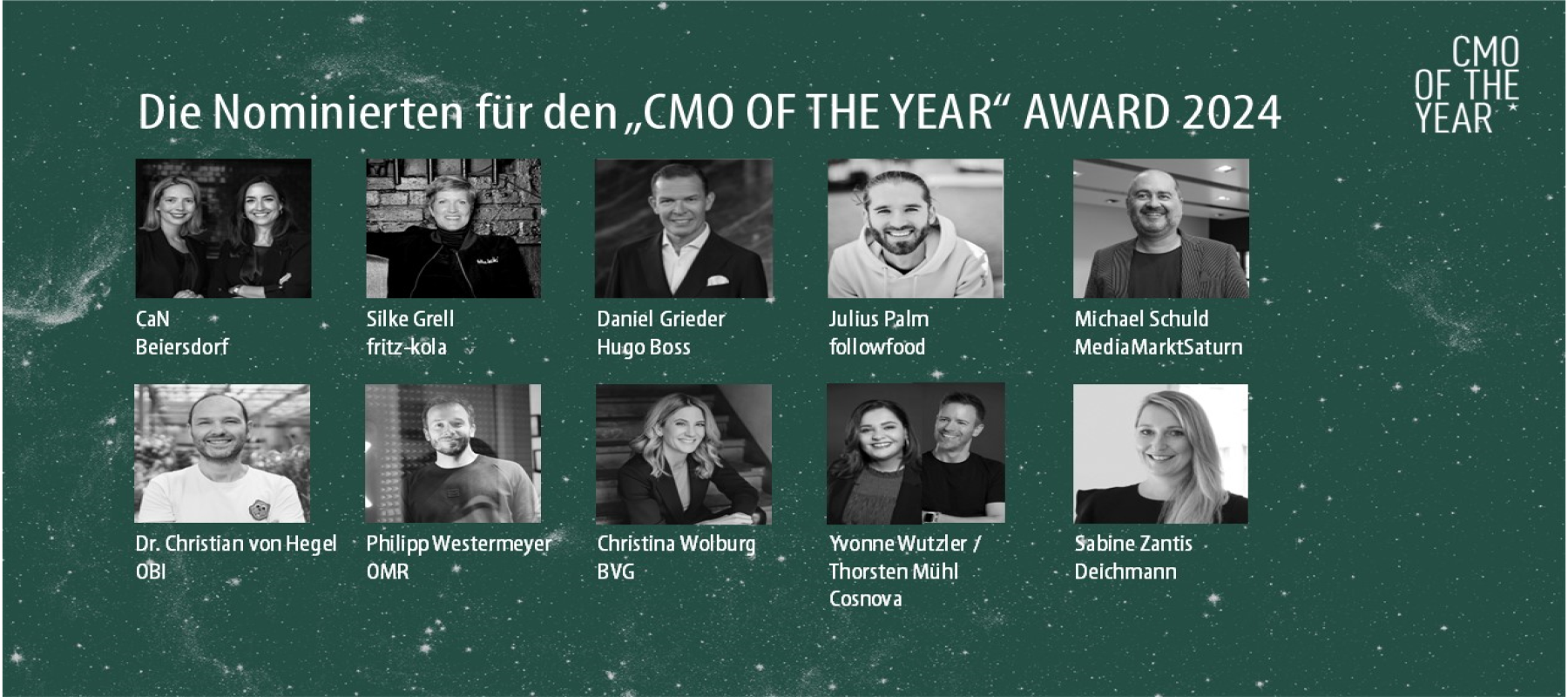 Kreativität und Innovation im Marketing: Die Top 10 CMO des Jahres 2024 ausgezeichnet