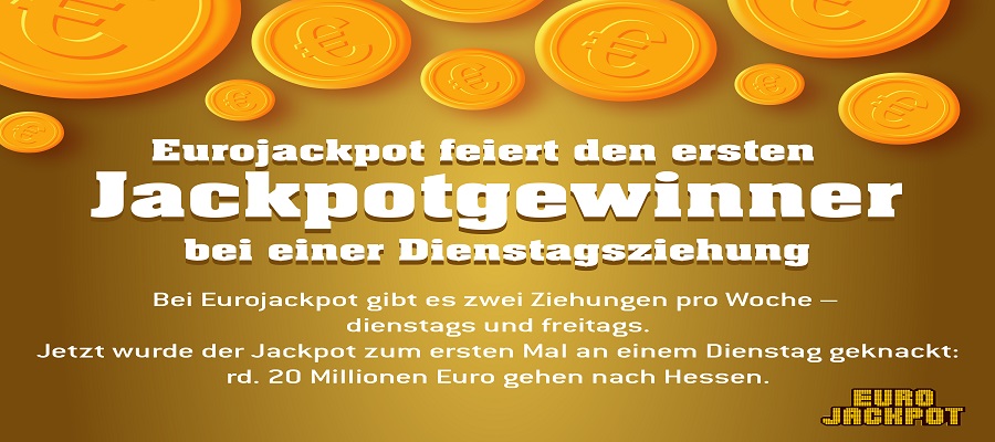 Erster Jackpot-Gewinn bei einer Dienstagsziehung - 20 Millionen Euro nach Hessen